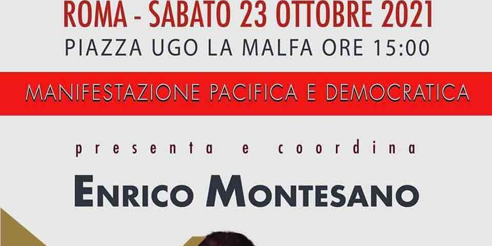 Manifestazione No Green Pass Roma con Enrico Montesano