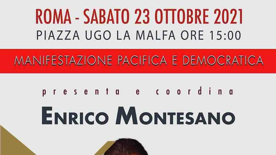 Manifestazione No Green Pass Roma con Enrico Montesano
