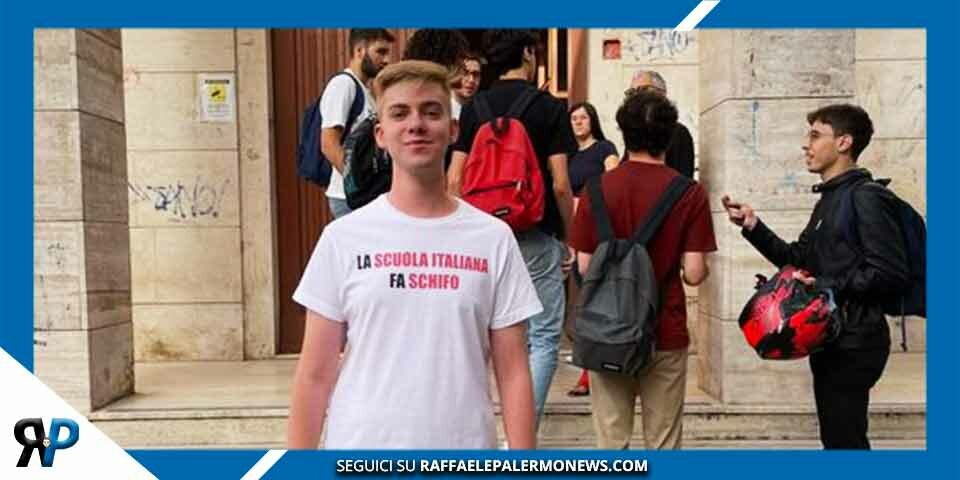 Francesco Intraguglielmo: "La scuola Italiana fa schifo". La maglietta mostrata prima dell'esame