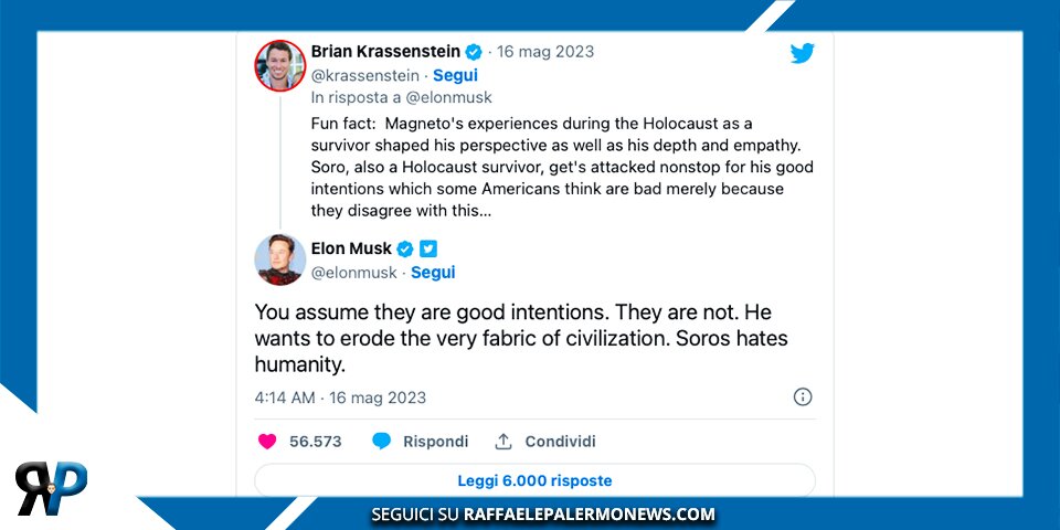 Elon Musk: “Soros odia l’umanità”