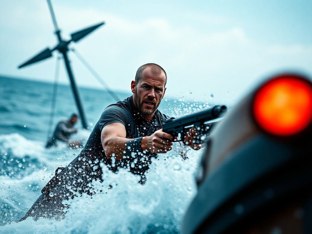 Frame dal trailer di Mutiny con Jason Statham