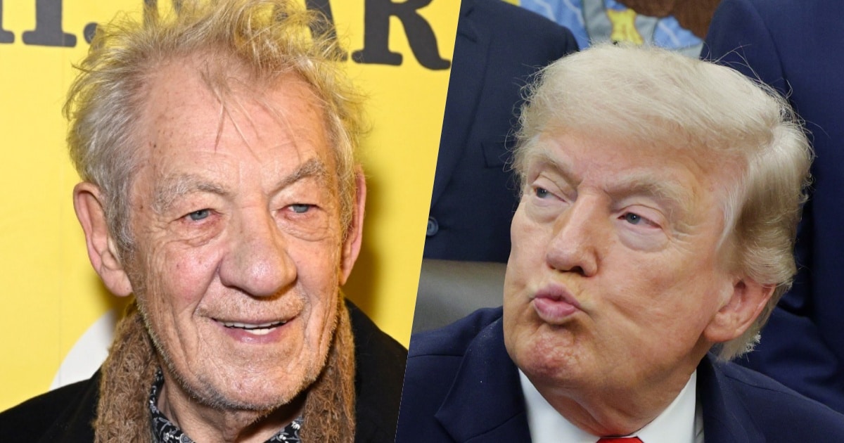 primi piani di Ian McKellen e Donald Trump