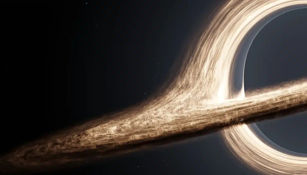 Rappresentazione artistica di un buco nero con l'orizzonte degli eventi