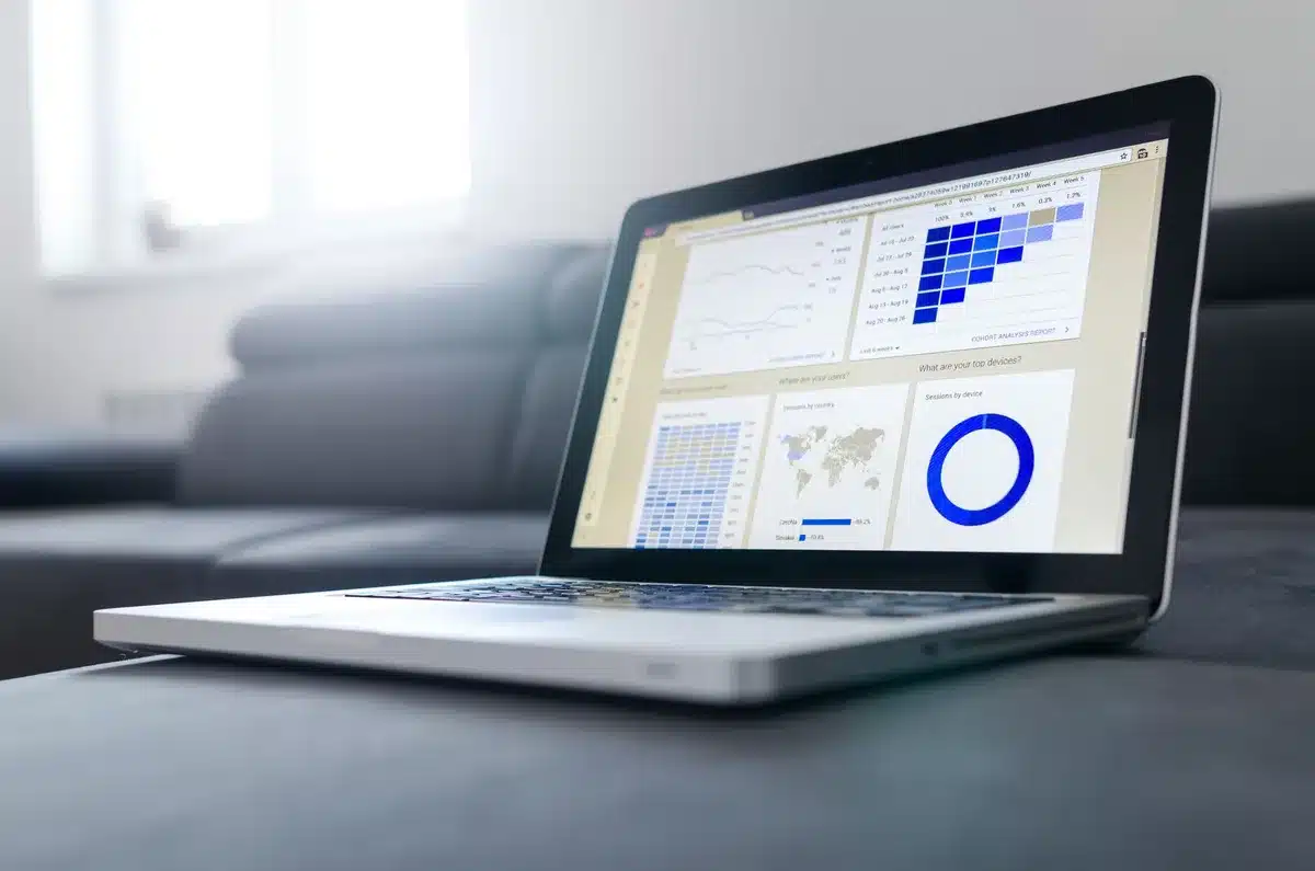 Schermo di computer che mostra grafici e dati di una campagna pubblicitaria digitale