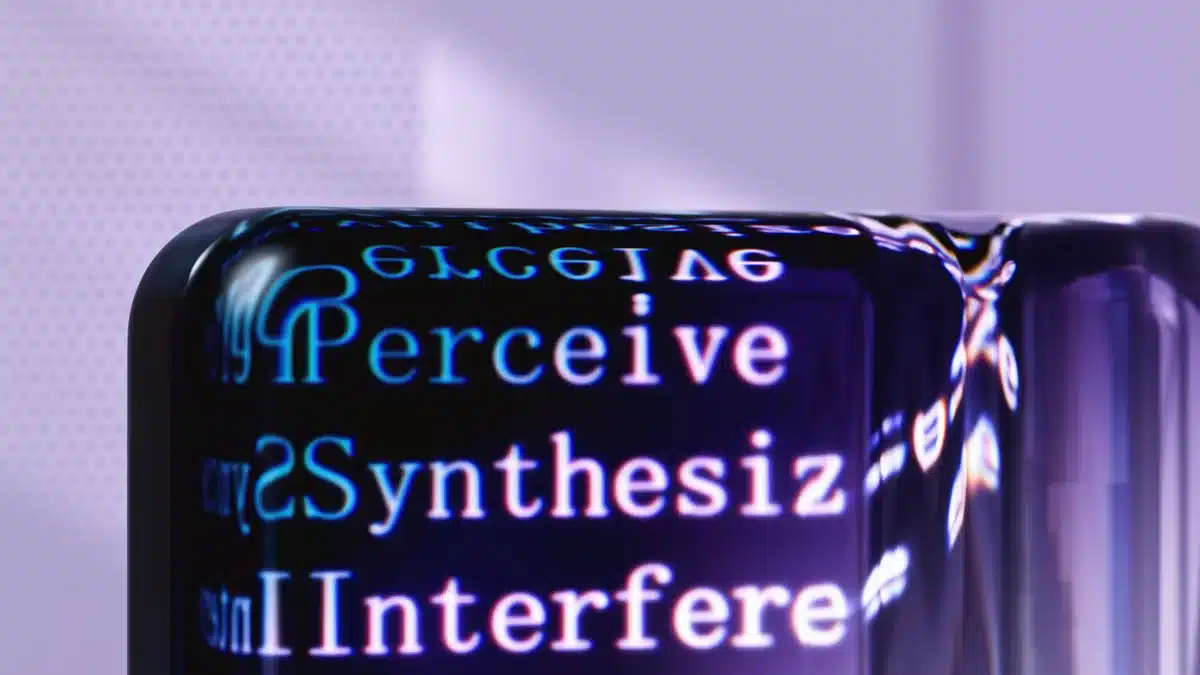 Interfaccia digitale con campioni di tessuti e pattern generati da intelligenza artificiale su schermo luminoso