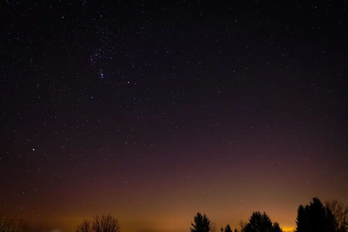 Cielo notturno stellato con costellazioni zodiacali illuminate