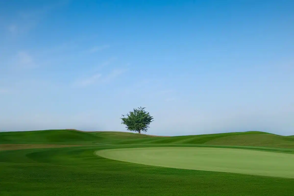Golfisti su un campo da golf costiero italiano durante un torneo di beneficenza
