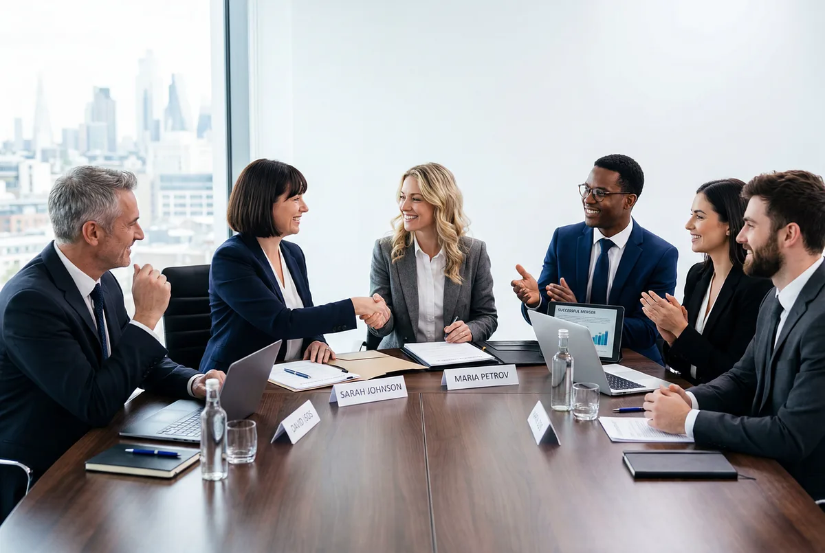 Persone anonime in riunione mentre discutono documenti finanziari