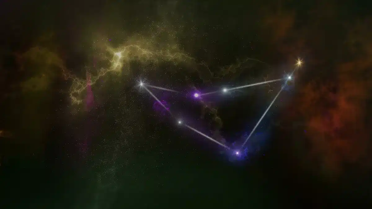 Illustrazione stilizzata di carte astrali e simboli planetari